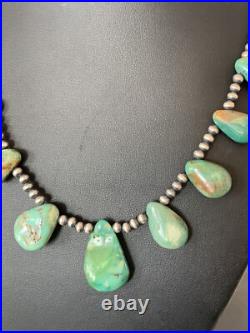 Native Navajo Pearls Sterling Silver Green Royston Turquoise Necklace