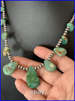 Native Navajo Pearls Sterling Silver Green Royston Turquoise Necklace