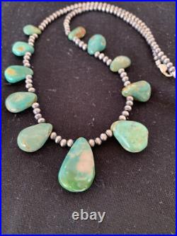 Native Navajo Pearls Sterling Silver Green Royston Turquoise Necklace Native Navajo Pearls Sterling Silver Green Royston Turquoise Necklace