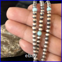 Native Navajo Sterling Silver Blue Turquoise 3 Strands Bracelet 13588