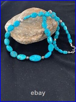 Native Navajo Sterling Silver Graduated Blue Turquoise Necklace 2719