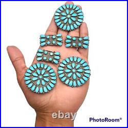 Native Navajo Zuni Cluster sleeping beauty Turquoise Sterling Silver Conchos