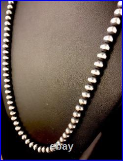 Native POPULAR Navajo 4mm Sterling Silver Beads Necklace 21 Sale