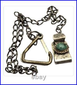 Navajo 14kgold STERLING SILVER Royston Turquoise POCKET WATCH CHAIN