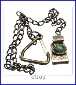 Navajo 14kgold STERLING SILVER Royston Turquoise POCKET WATCH CHAIN