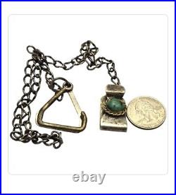 Navajo 14kgold STERLING SILVER Royston Turquoise POCKET WATCH CHAIN