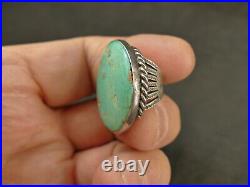 Navajo 29x24.5mm Turquoise Silver Ring 11.7 Gms 1940's Vintage Tucson Estate