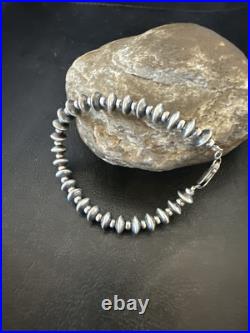 Navajo 8mm Flat 4mm Round Beads 6Sterling Silver Bracelet B2 Navajo 8mm Flat 4mm Round Beads 6Sterling Silver Bracelet B2