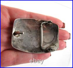 Navajo. 925 Sterling Silver Turquoise Belt Buckle Vintage Old Pawn Native 2x1.5