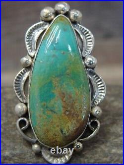 Navajo Adjustable Sterling Silver Turquoise Ring Size 10 to 11 Albert Cleve