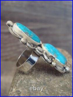 Navajo Adjustable Sterling Silver Turquoise Ring Size 11 to 12 Albert Cleve
