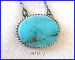 Navajo Alfred Martinez Bar-Link Turquoise Pendant 925 Sterling Silver Necklace