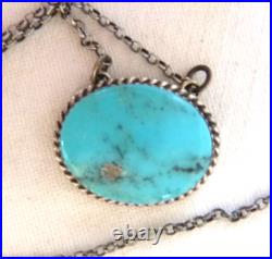 Navajo Alfred Martinez Bar-Link Turquoise Pendant 925 Sterling Silver Necklace