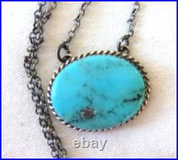 Navajo Alfred Martinez Bar-Link Turquoise Pendant 925 Sterling Silver Necklace