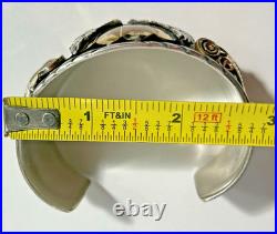 Navajo Allen Chee HEAVY BIG 7.25 Sterling Eagle Squash Cuff Bracelet Native
