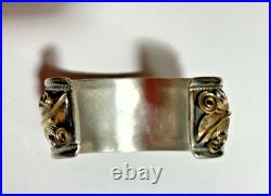 Navajo Allen Chee HEAVY BIG 7.25 Sterling Eagle Squash Cuff Bracelet Native
