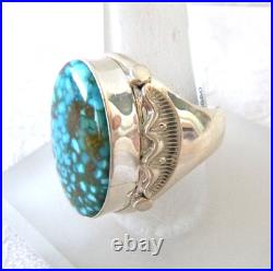 Navajo Allen Tolino Sonoran Web Turquoise Ring 925 Sterling Silver Sz 10