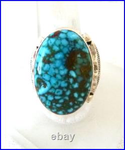 Navajo Allen Tolino Sonoran Web Turquoise Ring 925 Sterling Silver Sz 10