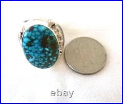 Navajo Allen Tolino Sonoran Web Turquoise Ring 925 Sterling Silver Sz 10