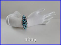 Navajo Anita Whitegoat Kingman Turquoise Cluster Cuff Bracelet Sterling Silver