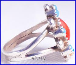 Navajo Antonio Yazzie 925 Sterling Silver Turquoise & Coral Ring Size 6 Navajo Antonio Yazzie 925 Sterling Silver Turquoise & Coral Ring Size 6