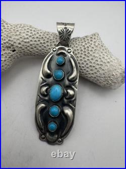 Navajo Artist Jeff James Turquoise And Sterling Silver Pendant