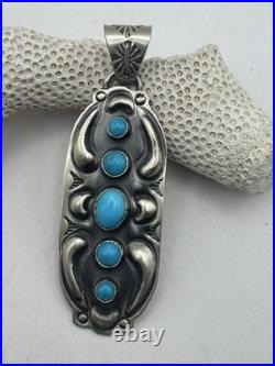 Navajo Artist Jeff James Turquoise And Sterling Silver Pendant