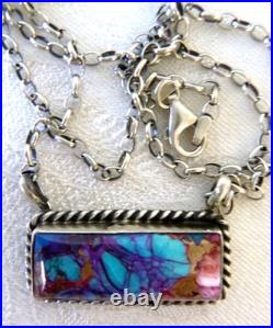 Navajo Augustine Largo Dahlia Stone Pendant 18 in. 925 Sterling Silver Necklace