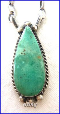 Navajo Augustine Largo Kingman Turquoise Pendant 18 Necklace Sterling Silver Navajo Augustine Largo Kingman Turquoise Pendant 18 Necklace Sterling Silver