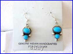 Navajo Beady Tom Sleeping Beauty Turquoise Necklace Earring Sterling Silver NWT