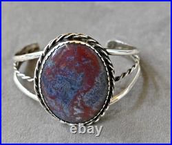 Navajo Benson Yazzie Petrified Wood & Sterling Cuff 6.25 fit with gap 32 grams