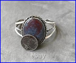 Navajo Benson Yazzie Petrified Wood & Sterling Cuff 6.25 fit with gap 32 grams