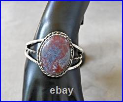 Navajo Benson Yazzie Petrified Wood & Sterling Cuff 6.25 fit with gap 32 grams