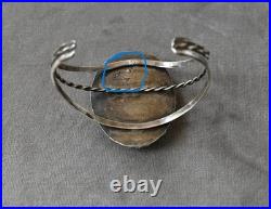 Navajo Benson Yazzie Petrified Wood & Sterling Cuff 6.25 fit with gap 32 grams
