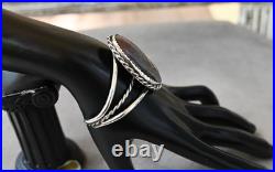 Navajo Benson Yazzie Petrified Wood & Sterling Cuff 6.25 fit with gap 32 grams