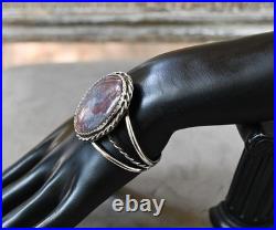 Navajo Benson Yazzie Petrified Wood & Sterling Cuff 6.25 fit with gap 32 grams