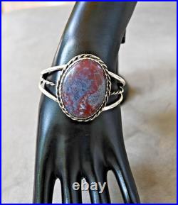 Navajo Benson Yazzie Petrified Wood & Sterling Cuff 6.25 fit with gap 32 grams