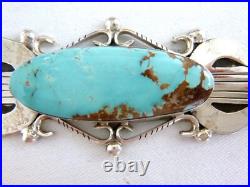 Navajo Betta Lee Pilot Mountain Turquoise Pendant 925 Sterling Silver 4.25 Inch