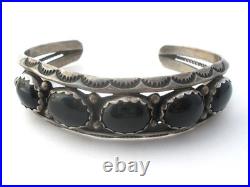 Navajo Black Onyx Row Cuff Bracelet Sterling Silver Hand Made Stamped Vintage Navajo Black Onyx Row Cuff Bracelet Sterling Silver Hand Made Stamped Vintage