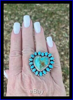 Navajo Blue Kingman Turquoise Heartringbernita Begay