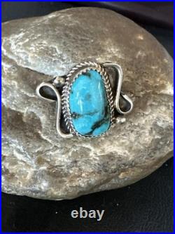 Navajo Blue Kingman Turquoise Sterling Silver Ring Size 6.5 20355