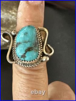 Navajo Blue Kingman Turquoise Sterling Silver Ring Size 6.5 20355