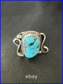 Navajo Blue Kingman Turquoise Sterling Silver Ring Size 6.5 20355