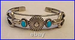 Navajo Bobby Platero Sterling Silver Turquoise Cuff Bracelet