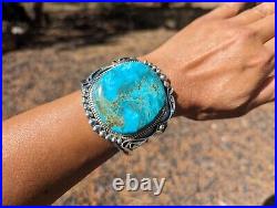 Navajo Bracelet Kingman Turquoise Sterling Silver Cuff Native American Sz 7in