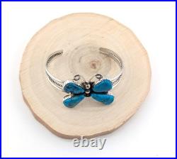 Navajo Butterfly Turquoise Cuff Bracelet Sterling Silver NA Jewelry Sz 6.25 in