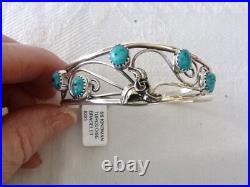Navajo Carolyn Nez Turquoise Cuff Bracelet 925 Sterling Silver Decorations