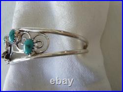 Navajo Carolyn Nez Turquoise Cuff Bracelet 925 Sterling Silver Decorations