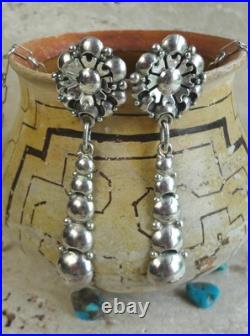 Navajo Clem Nalwood Brilliant Floral Sculptured Sterling Necklace/earrings Set Navajo Clem Nalwood Brilliant Floral Sculptured Sterling Necklace/earrings Set