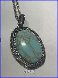 Navajo Crafted Pendant / Necklace Sterling Silver & Turquoise